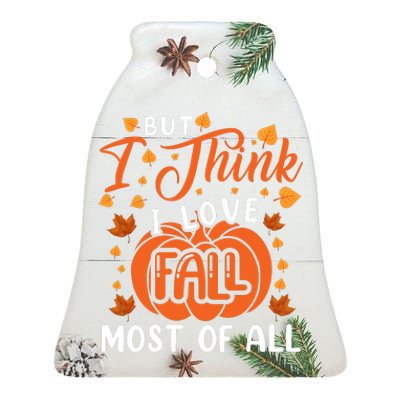 Autumn Affection Fall Season Graphic Ceramic Bell Ornament