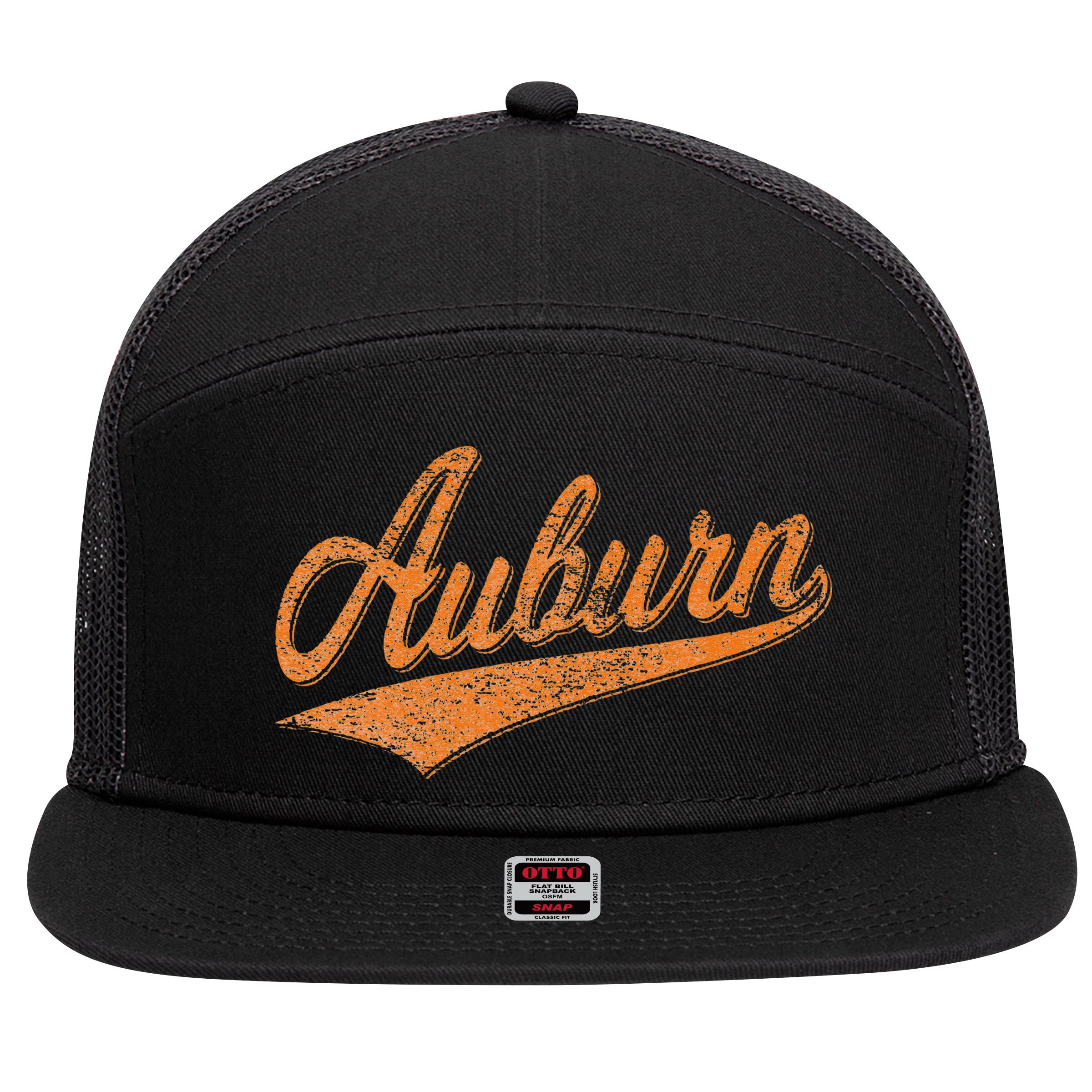 AUBURN ALABAMA FLAG CLASSIC VINTAGE SPORTS SCRIPT JERSEY 7 Panel Mesh Trucker Snapback Hat
