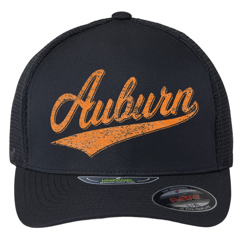 AUBURN ALABAMA FLAG CLASSIC VINTAGE SPORTS SCRIPT JERSEY Flexfit Unipanel Trucker Cap