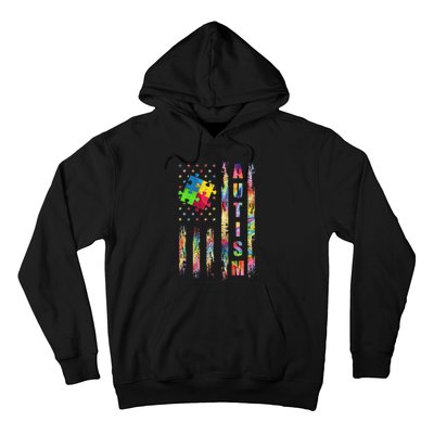 Autism Awareness Flag American Flag Autism Dad Mom Hoodie