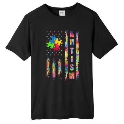 Autism Awareness Flag American Flag Autism Dad Mom Tall Fusion ChromaSoft Performance T-Shirt