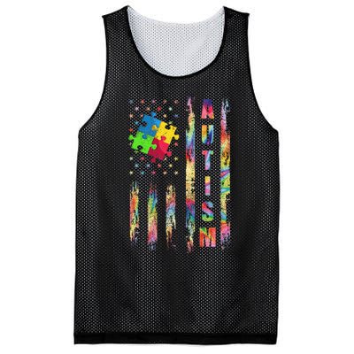 Autism Awareness Flag American Flag Autism Dad Mom Mesh Reversible Basketball Jersey Tank