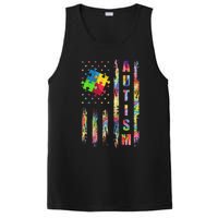 Autism Awareness Flag American Flag Autism Dad Mom PosiCharge Competitor Tank