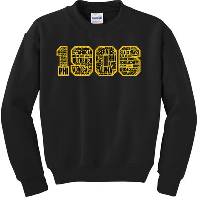 Alpha African Fraternity Hand Sign 1906 Words Kids Sweatshirt