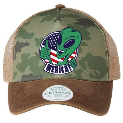 Alien American Flag Funny Merica Legacy Tie Dye Trucker Hat