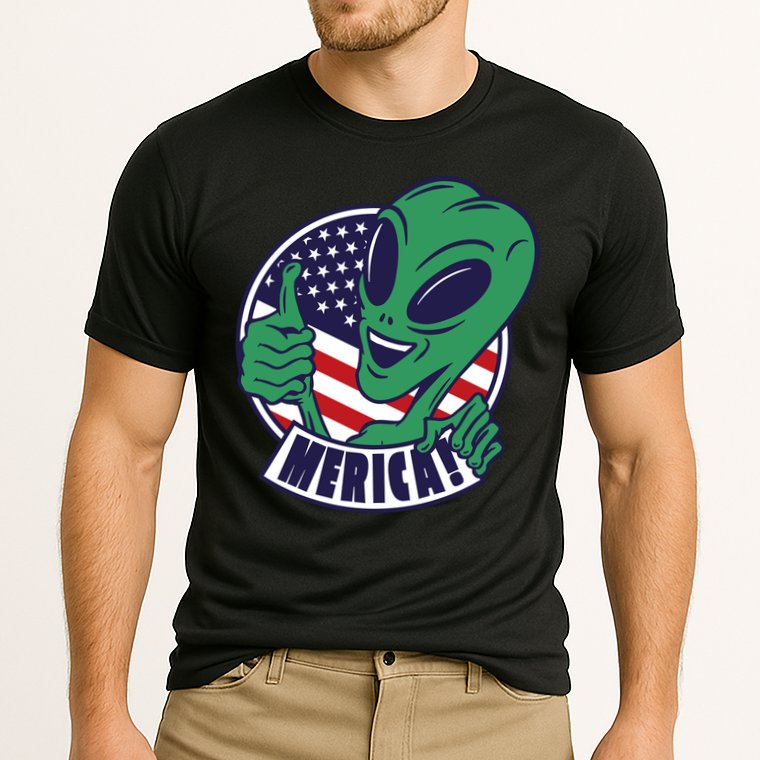 Alien American Flag Funny Merica Cooling Performance Crew T-Shirt