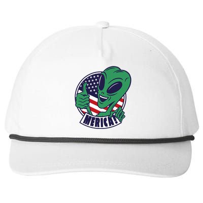 Alien American Flag Funny Merica Snapback Five-Panel Rope Hat