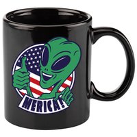 Alien American Flag Funny Merica 11oz C Handle Ceramic Mug
