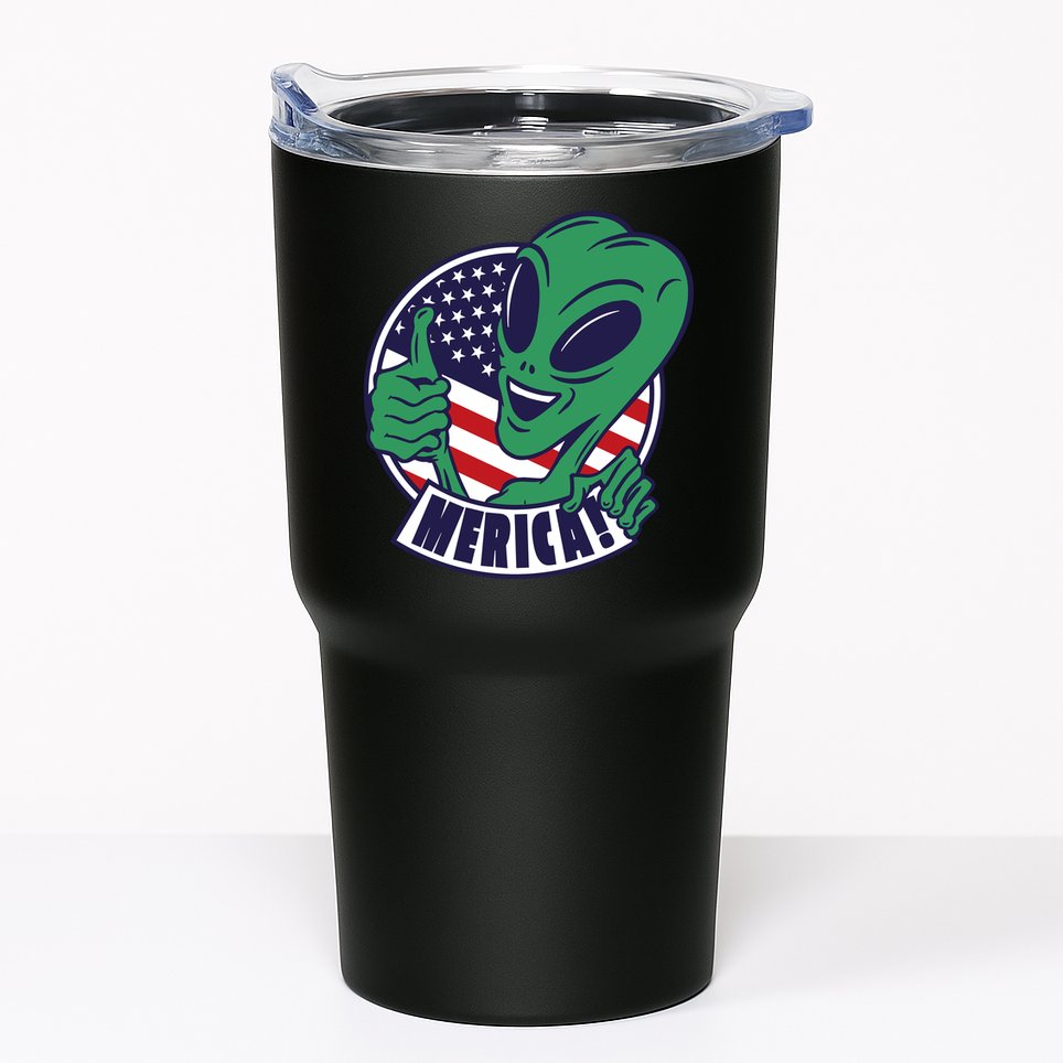 Alien American Flag Funny Merica Tumbler
