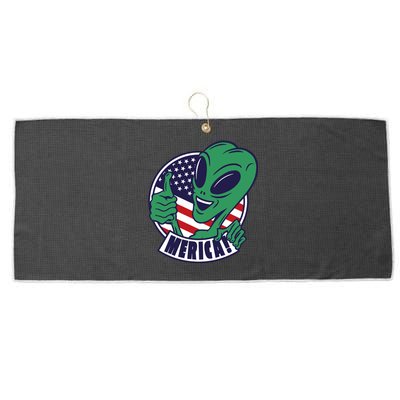 Alien American Flag Funny Merica Large Microfiber Waffle Golf Towel