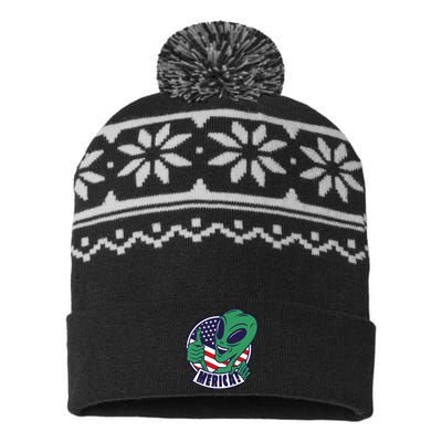 Alien American Flag Funny Merica USA-Made Snowflake Beanie