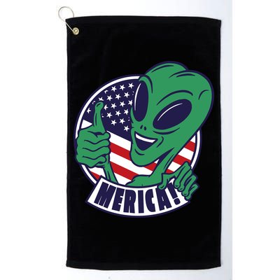Alien American Flag Funny Merica Golf Towel