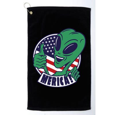 Alien American Flag Funny Merica Platinum Collection Golf Towel