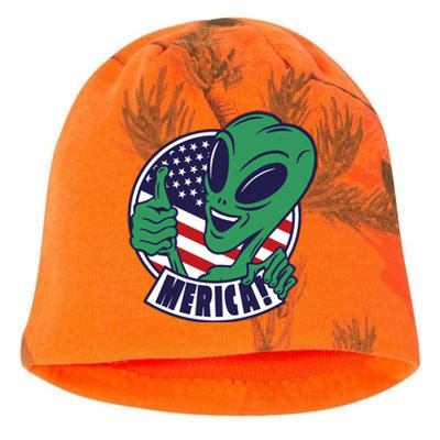 Alien American Flag Funny Merica Kati - Camo Knit Beanie