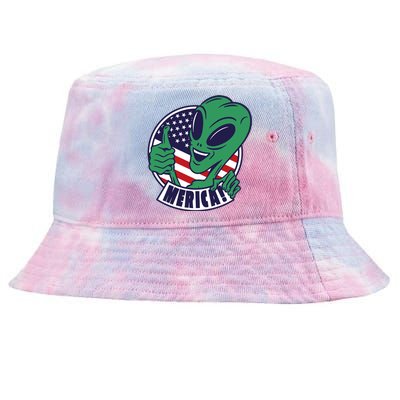 Alien American Flag Funny Merica Tie-Dyed Bucket Hat