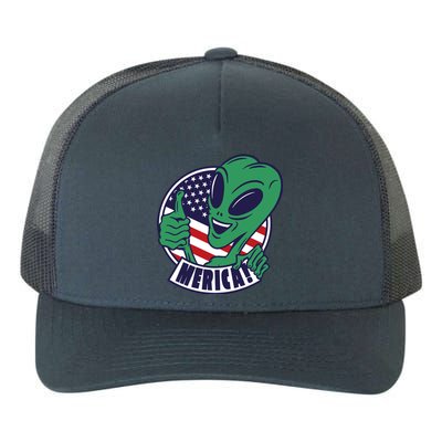 Alien American Flag Funny Merica Yupoong Adult 5-Panel Trucker Hat