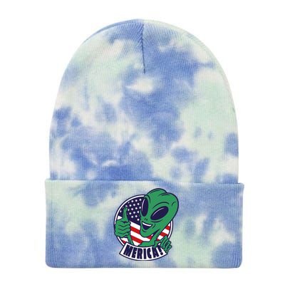 Alien American Flag Funny Merica Tie Dye 12in Knit Beanie