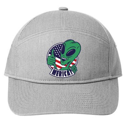 Alien American Flag Funny Merica 7-Panel Snapback Hat