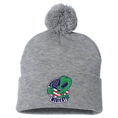 Alien American Flag Funny Merica Pom Pom 12in Knit Beanie