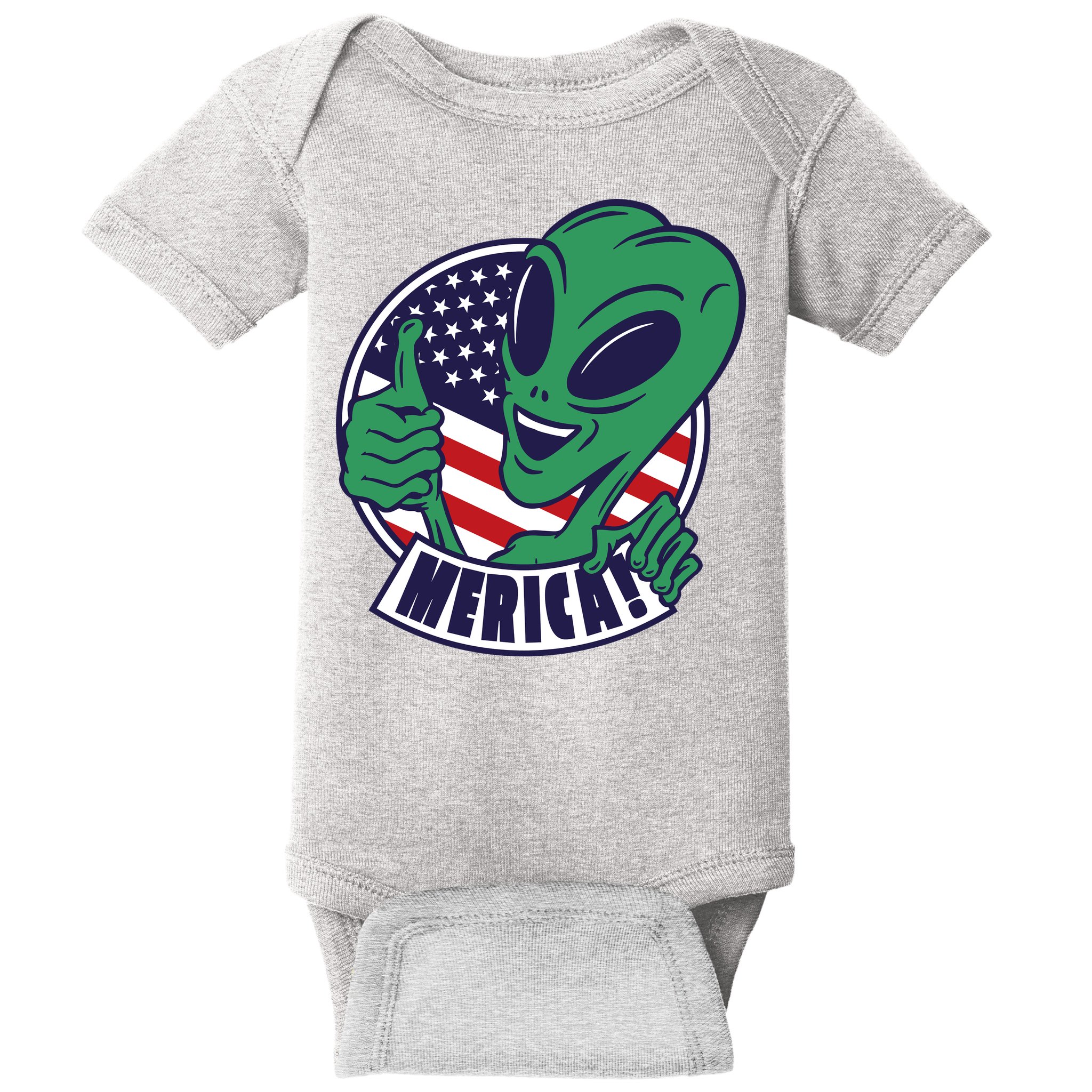 Alien American Flag Funny Merica Baby Bodysuit