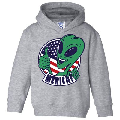 Alien American Flag Funny Merica Toddler Hoodie