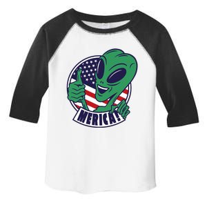 Alien American Flag Funny Merica Toddler Fine Jersey T-Shirt