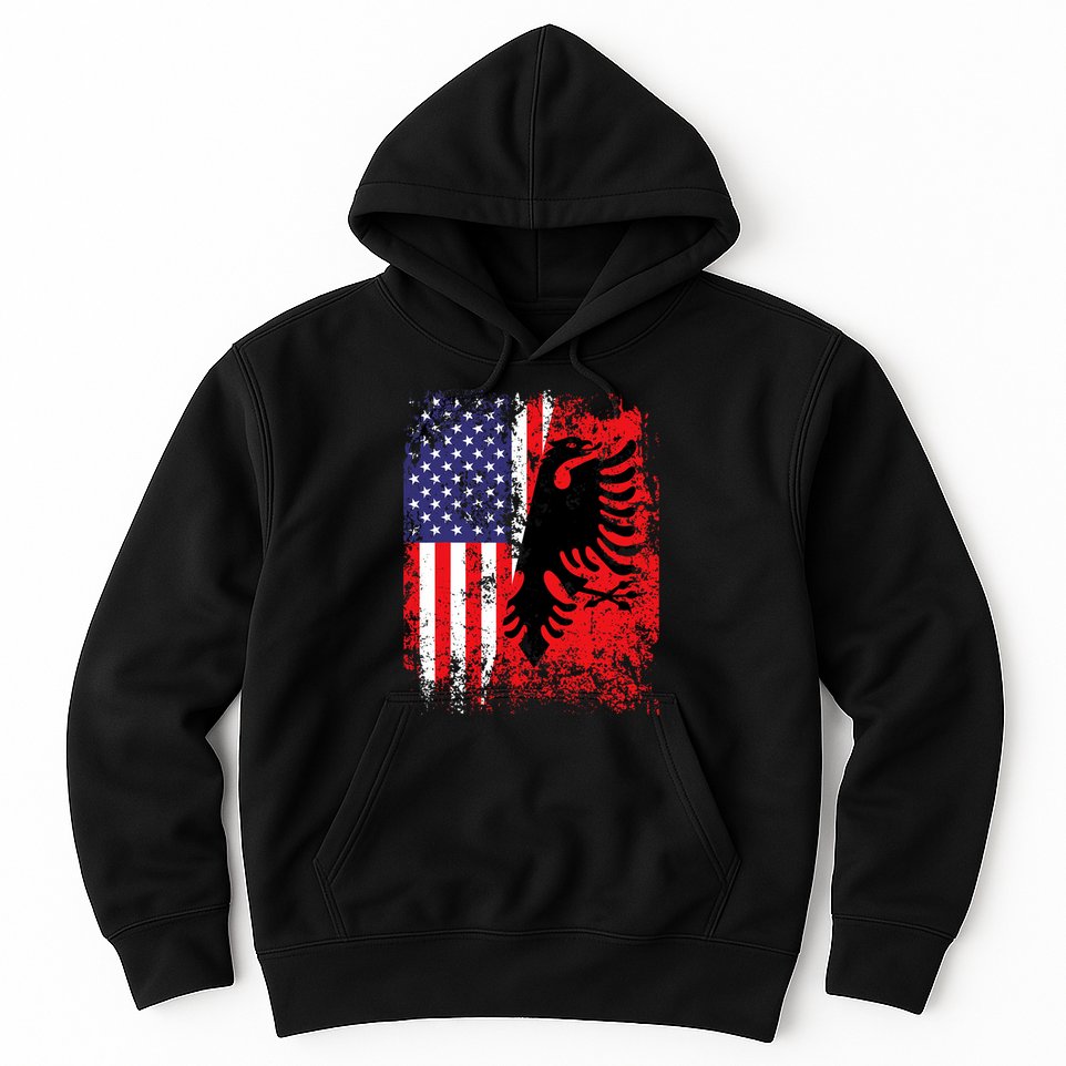 Albanian American Flag Patriotic Usa Albania Flag Hoodie