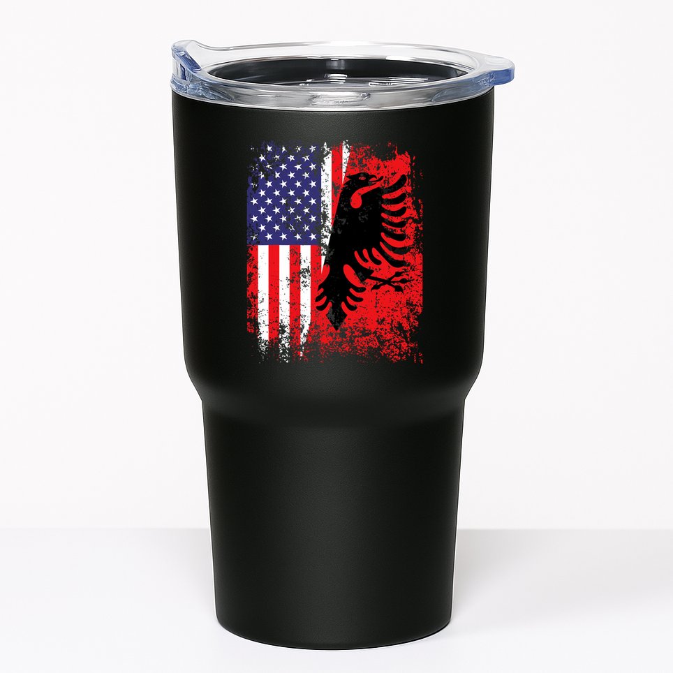 Albanian American Flag Patriotic Usa Albania Flag Tumbler