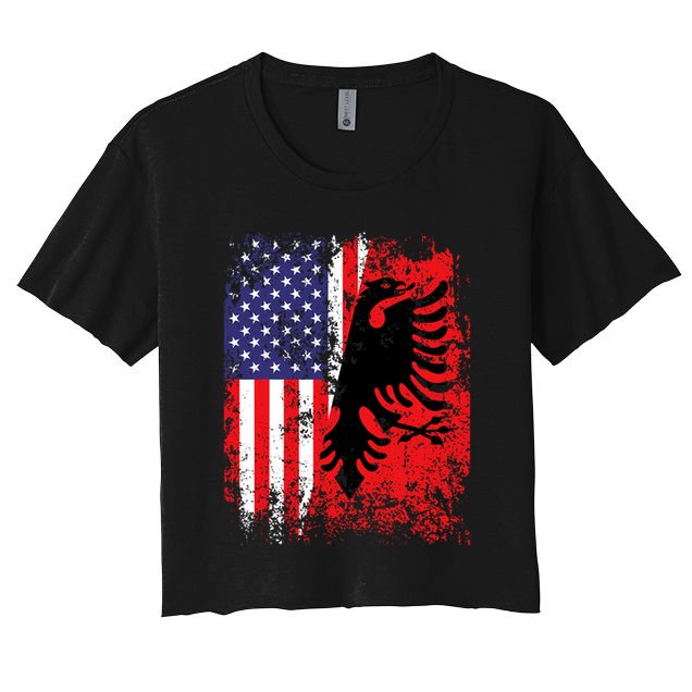 Albanian American Flag Patriotic Usa Albania Flag Crop Top