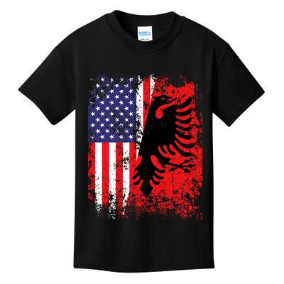 Albanian American Flag Patriotic Usa Albania Flag Kids T-Shirt