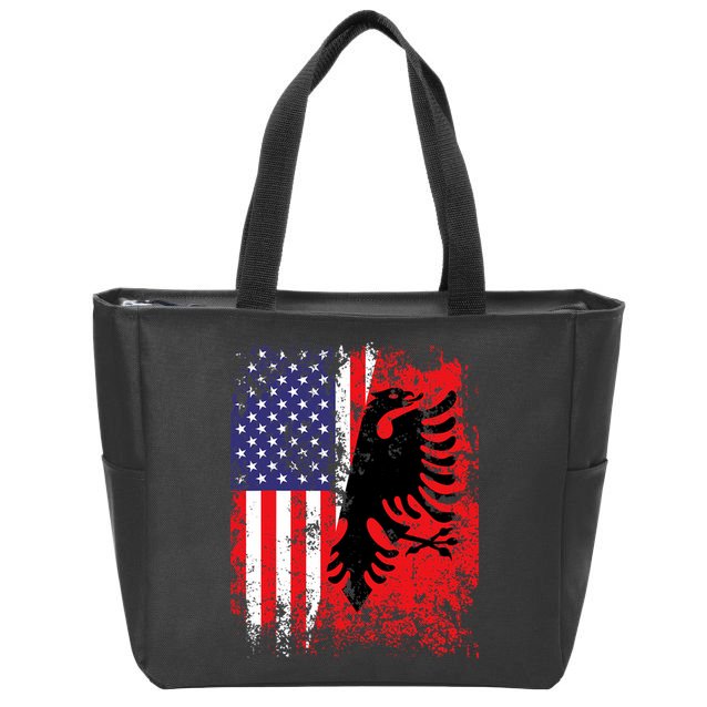 Albanian American Flag Patriotic Usa Albania Flag Zip Tote Bag