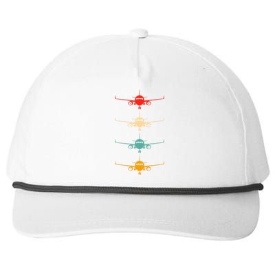 Aviation Airplane Flying Airline Funny Vintage Pilot Snapback Five-Panel Rope Hat