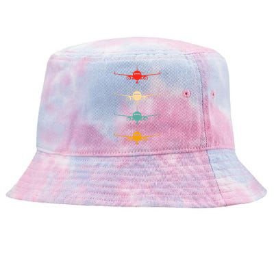 Aviation Airplane Flying Airline Funny Vintage Pilot Tie-Dyed Bucket Hat