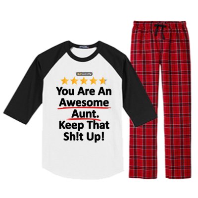 Awesome Aunt Funny Auntie Gift Idea Raglan Sleeve Pajama Set