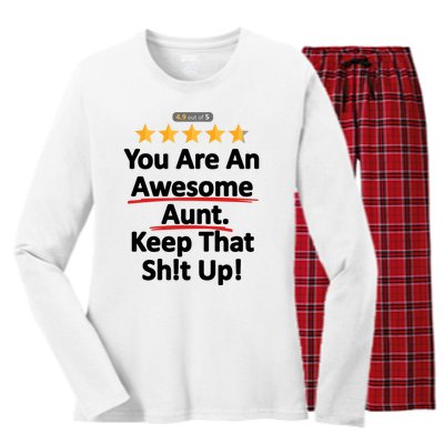 Awesome Aunt Funny Auntie Gift Idea Women's Long Sleeve Flannel Pajama Set 