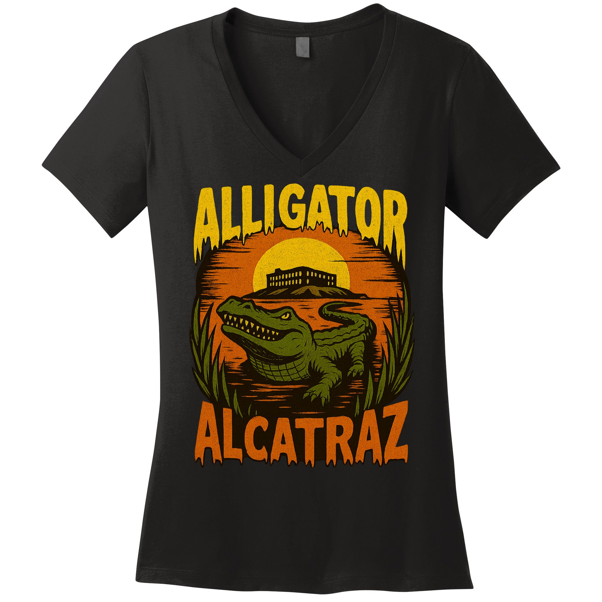 Alligator Alcatraz Funny Meme Gator  Women's V-Neck T-Shirt