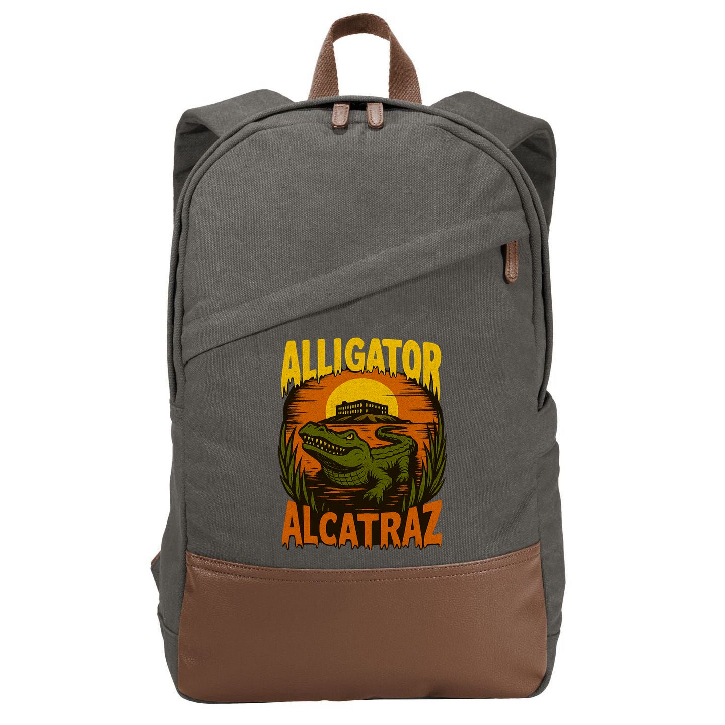Alligator Alcatraz Funny Meme Gator  Cotton Canvas Backpack
