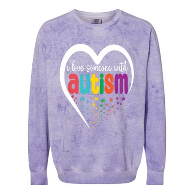 Autism Awareness Funny Gift I Love Someone With Autism Funny Gift Colorblast Crewneck Sweatshirt