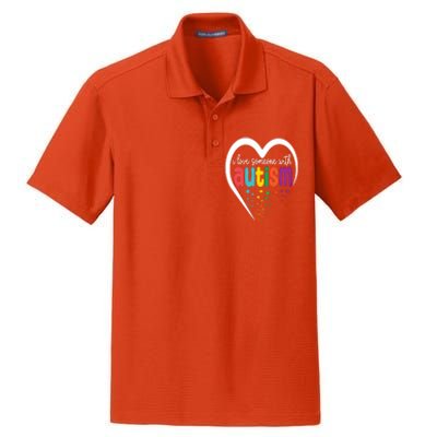 Autism Awareness Funny Gift I Love Someone With Autism Funny Gift Dry Zone Grid Polo