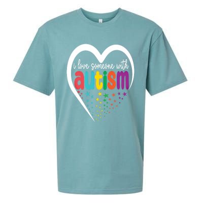 Autism Awareness Funny Gift I Love Someone With Autism Funny Gift Sueded Cloud Jersey T-Shirt