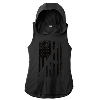 AR15 American Flag Ladies PosiCharge Tri-Blend Wicking Draft Hoodie Tank