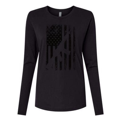 AR15 American Flag Womens Cotton Relaxed Long Sleeve T-Shirt