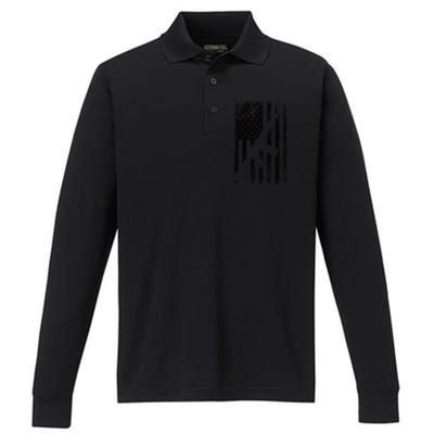 AR15 American Flag Performance Long Sleeve Polo