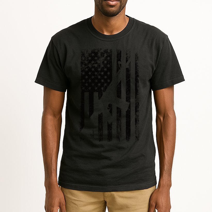 AR15 American Flag Tall T-Shirt