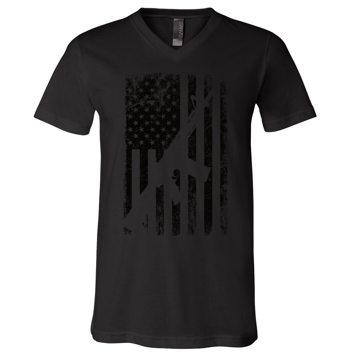 AR15 American Flag V-Neck T-Shirt