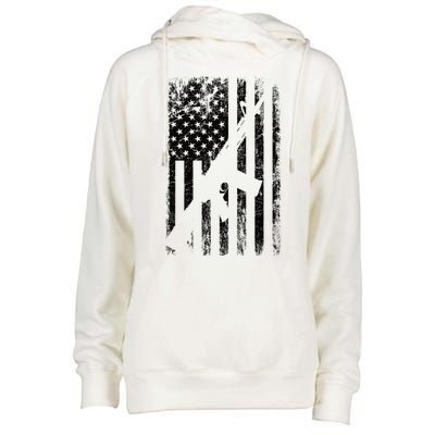 AR15 American Flag Womens Funnel Neck Pullover Hood