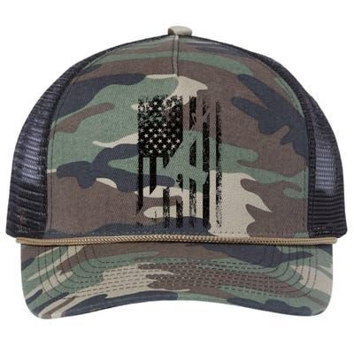 AR15 American Flag Retro Rope Trucker Hat Cap