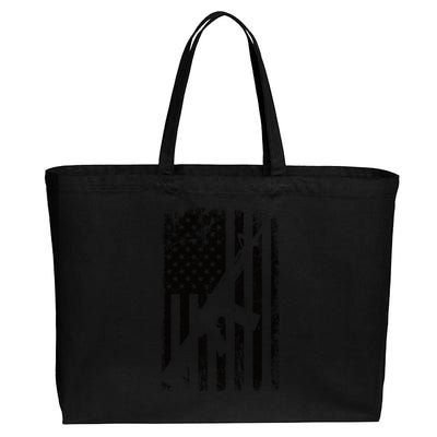 AR15 American Flag Cotton Canvas Jumbo Tote