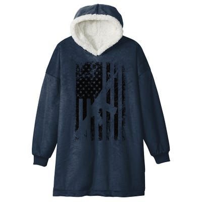 AR15 American Flag Hooded Wearable Blanket