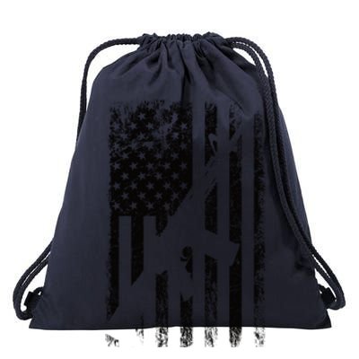 AR15 American Flag Drawstring Bag